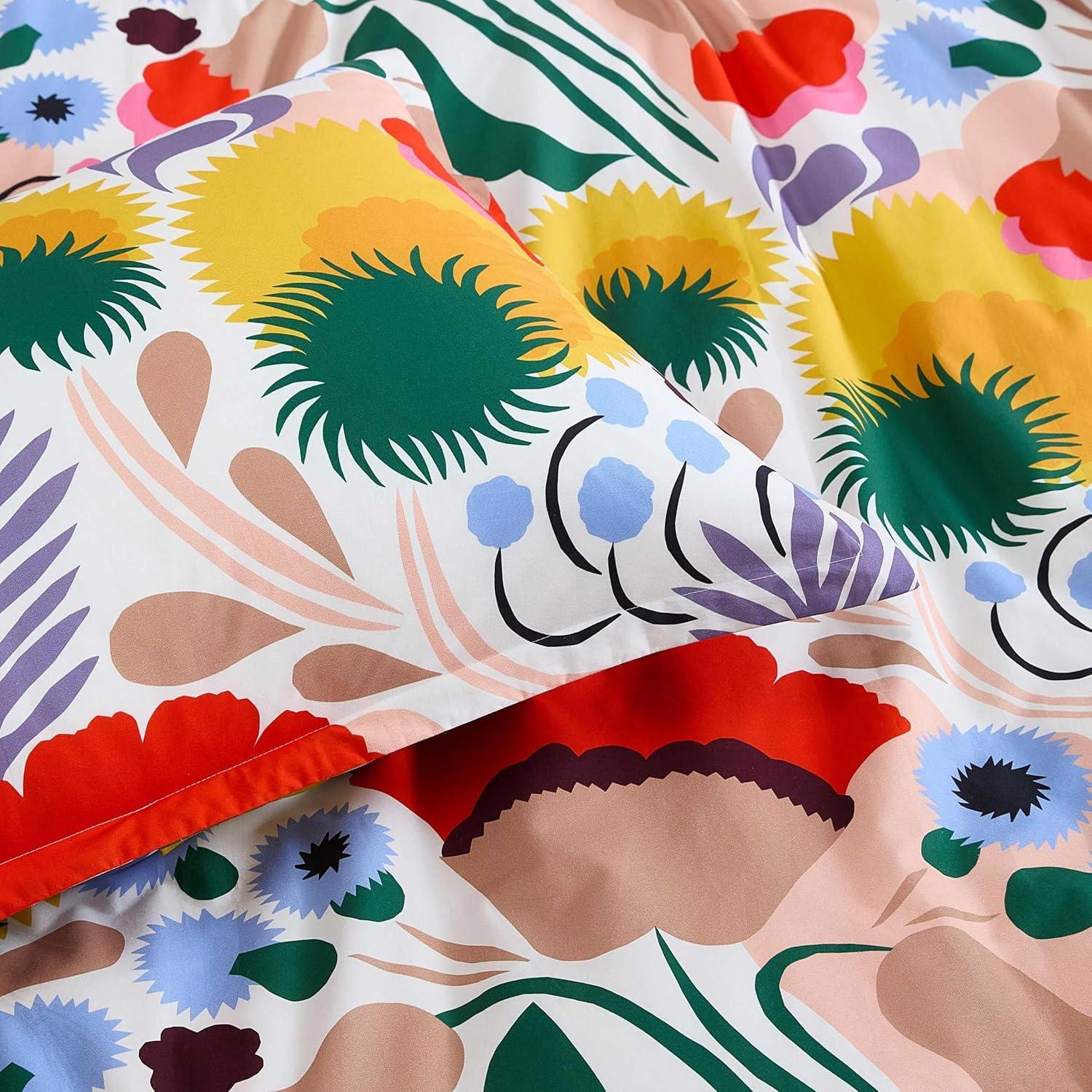 imageMarimekko Duvet Cover Queen Size Naturally Soft ampamp Smooth Cotton Percale Bedding with a Lightweight Feel 3 Piece Bed Set with Matching Pillowcases MykeroOjakellukka Multicolor