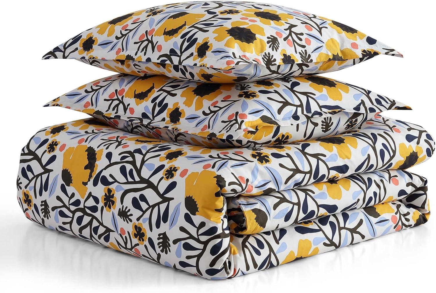 imageMarimekko Queen Comforter Set Soft ampamp Reversible Cotton Percale Bedding with Medium Weight Feel for Year Round Comfort 3 Piece Bed Set with Matching Pillowcases MykeroMykero Multicolor