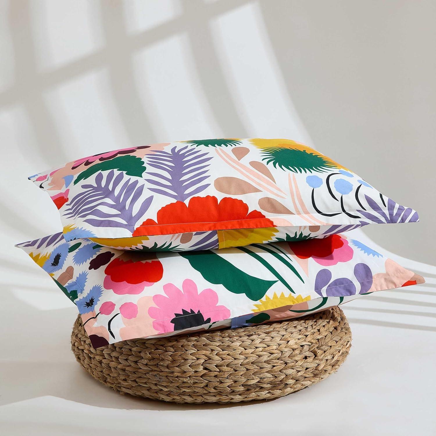 imageMarimekko Queen Comforter Set Soft ampamp Reversible Cotton Percale Bedding with Medium Weight Feel for Year Round Comfort 3 Piece Bed Set with Matching Pillowcases MykeroOjakellukka Multicolor