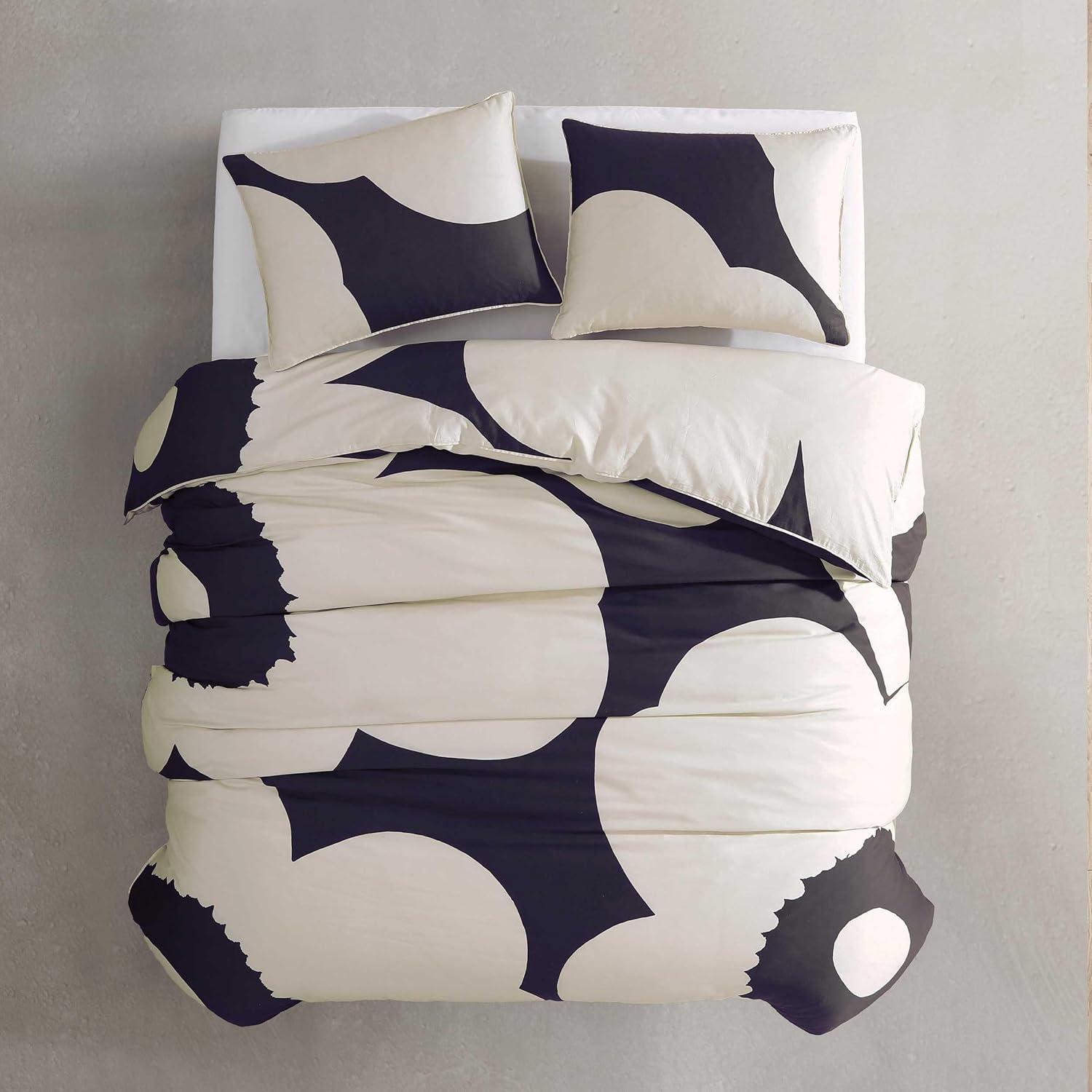 imageMarimekko Queen Duvet Cover Set 100 Soft Cotton Bedding with a Lightweight Feel for Year Round Comfort Bold 3 Piece Bed Set with Matching Pillowcases Iso Unikko CharcoalIso Unikko Charcoal