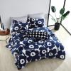 MARIMEKKO – Queen Comforter Set, 100% Cotton Bedding with a Naturally Soft Feel, Medium Weight for Year Round Comfort, 3 Piece Bed Set with Matching Pillowcases (Unikko Red)(Unikko Indigo)