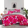 MARIMEKKO – Queen Comforter Set, 100% Cotton Bedding with a Naturally Soft Feel, Medium Weight for Year Round Comfort, 3 Piece Bed Set with Matching Pillowcases (Unikko Red)(Unikko Red)