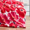 MARIMEKKO – Queen Comforter Set, 100% Cotton Bedding with a Naturally Soft Feel, Medium Weight for Year Round Comfort, 3 Piece Bed Set with Matching Pillowcases (Unikko Red)(Unikko Red)