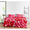 MARIMEKKO – Queen Comforter Set, 100% Cotton Bedding with a Naturally Soft Feel, Medium Weight for Year Round Comfort, 3 Piece Bed Set with Matching Pillowcases (Unikko Red)(Unikko Red)