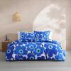 Marimekko – Queen Comforter Set, Soft & Reversible Cotton Percale Bedding with Medium Weight Feel for Year Round Comfort, 3 Piece Bed Set with Matching Pillowcases (Mykero)(Unikko Blue)