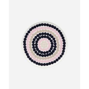 MARIMEKKO Oiva Räsymatto Dinner Plate (Beige and Pink) – Iconic Stoneware to Refine Your Kitchen Décor – Stylish Porcelain Dinner Plates to Elevate Your Dining Experience (8-inch)