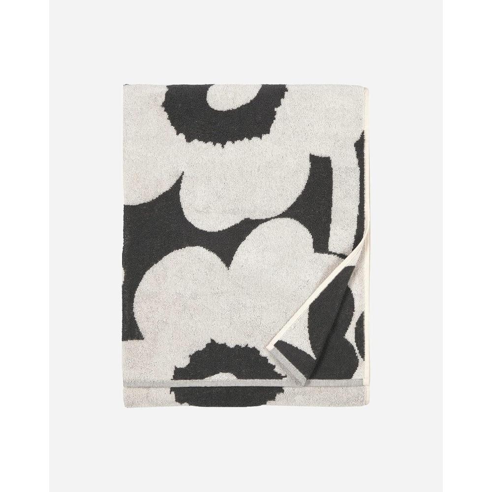 imageMARIMEKKO Unikko Terry Cotton Hand Towel Dark Blue  Floral Patterned Hand Towels  28 in x 20 inUnikko Charcoal