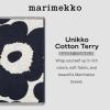 MARIMEKKO Unikko Terry Cotton Hand Towel (Dark Blue) – Floral Patterned Hand Towels – 28 in x 20 in(Floral)