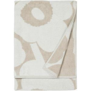 MARIMEKKO Unikko Terry Cotton Hand Towel (Dark Blue) – Floral Patterned Hand Towels – 28 in x 20 in(Unikko Beige)