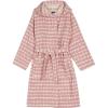 MARIMEKKO Räsymatto Hooded Bathrobe – Thick Organic Cotton Terry Robe with Belt & Pockets – Lightweight Robes for Women and Men in Elegant White and Light Pink Pattern – Unisex Loungewear (Size L/XL)