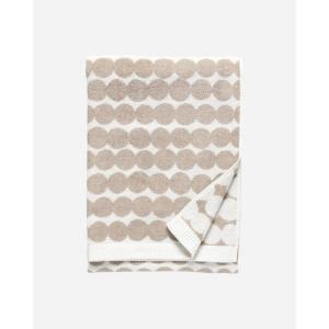 MARIMEKKO Räsymatto Terry Cotton Hand Towel (Ivory and Beige) – Polka Dot Patterned Hand Towels – 28 in x 20 in(Beige Räsymatto)