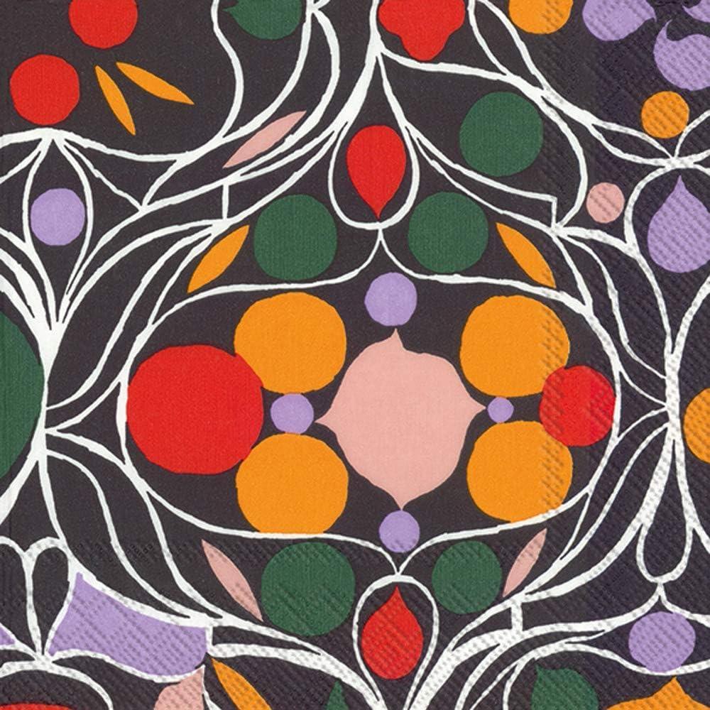 imageIHR Ideal Home Range Dinner Napkins Marimekko Disposable 3Ply Paper Hand Towels 85quot x 45quot Lumimarja 16CountBlack Talvipalsatsi