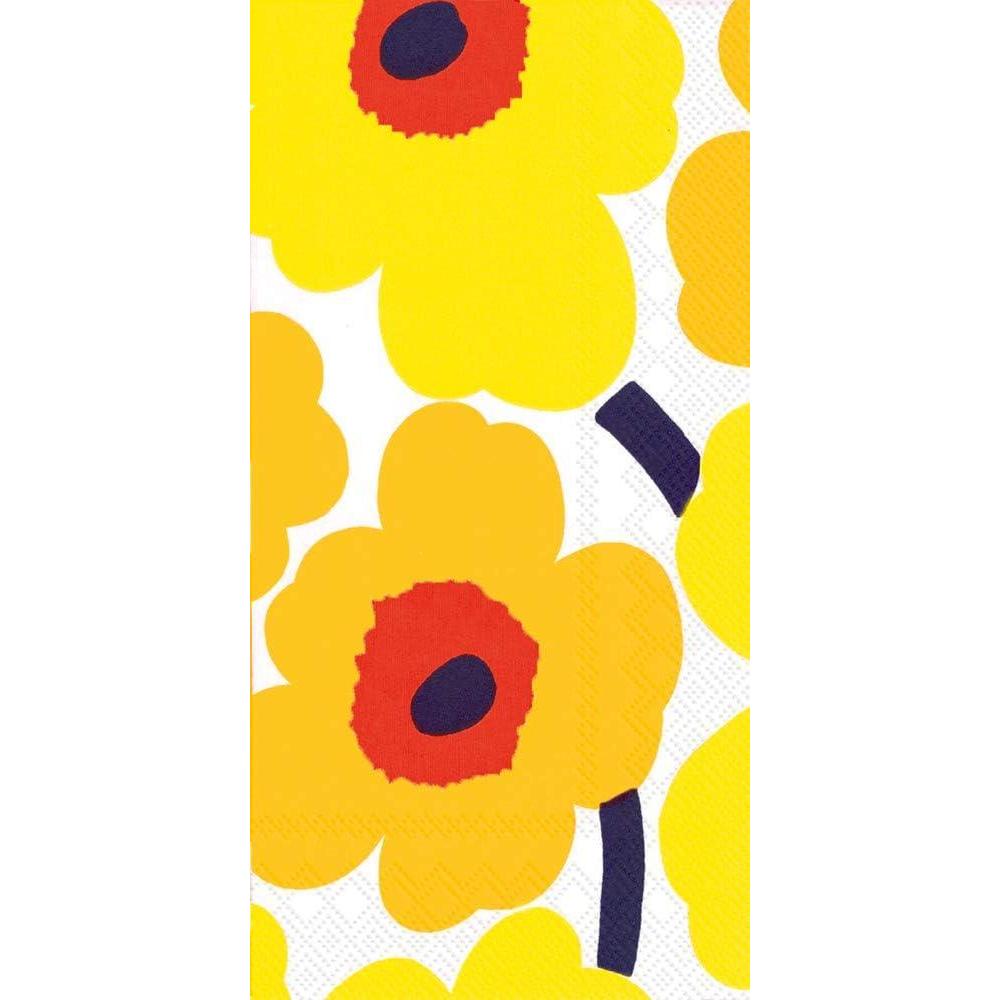 imageIHR Ideal Home Range Dinner Napkins Marimekko Disposable 3Ply Paper Hand Towels 85quot x 45quot Unikko Turquoise 16CountUnikko Dark Yellow