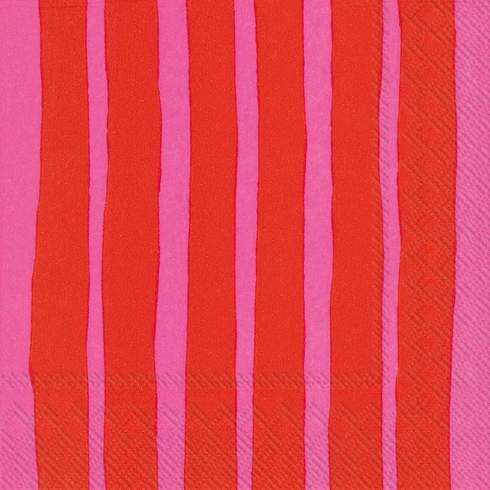 imageIHR Ideal Home Range Party Napkins Marimekko Disposable 3Ply Paper Lunch Napkin Pack 65quot x 65quot Orkanen LinenBlack 20CountRaide RedPink