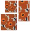IHR Ideal Home Range Party Napkins Marimekko Disposable 3-Ply Paper Lunch Napkin Pack, 6.5″ x 6.5″, Unikko Terracotta, 20-Count