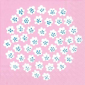 IHR Ideal Home Range Dinner Napkins Marimekko Disposable 3-Ply Paper Hand Towels, 8.5″ x 4.5″, Lumimarja, 16-Count(Light Rose)