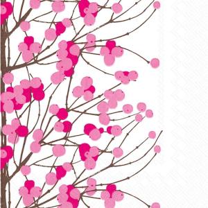 IHR Ideal Home Range Dinner Napkins Marimekko Disposable 3-Ply Paper Hand Towels, 8.5″ x 4.5″, Lumimarja, 16-Count(Lumimarja Pink)