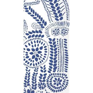 IHR Ideal Home Range Dinner Napkins Marimekko Disposable 3-Ply Paper Hand Towels, 8.5″ x 4.5″, Nasia White Blue, 16-Count