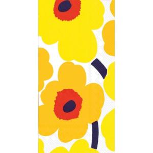 IHR Ideal Home Range Dinner Napkins Marimekko Disposable 3-Ply Paper Hand Towels, 8.5″ x 4.5″, Unikko Turquoise, 16-Count(Unikko Dark Yellow)