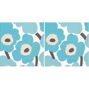 IHR Ideal Home Range Party Napkins Marimekko Disposable 3-Ply Paper Lunch Napkin Pack, 6.5″ x 6.5″, Unikko Turquoise, 20-Count(20 Count (Pack of 2))