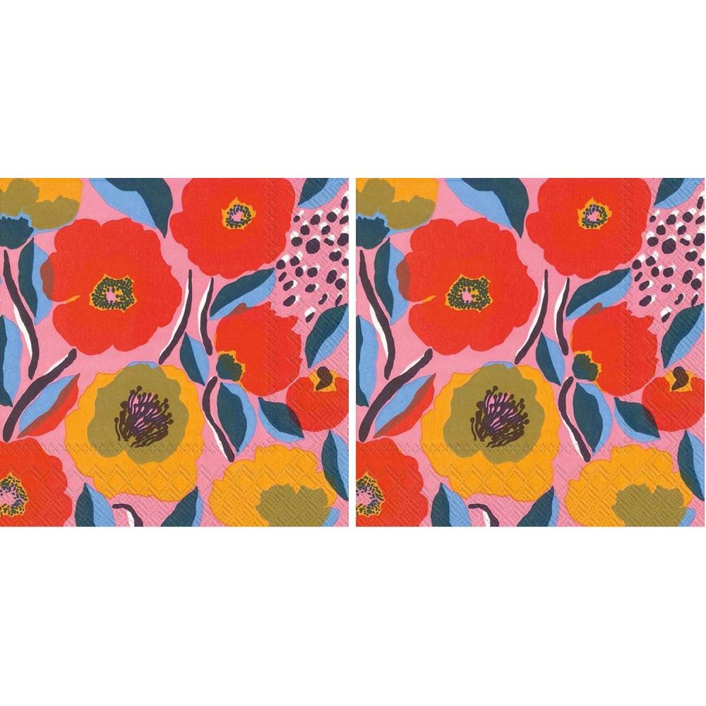 imageBoston International IHR Ideal Home Range 3Ply Paper Napkins Marimekko Collections Party Napkin Pack Cocktail Size Rosarium Rose 5quot x 5quot 20Count20 Count Pack of 2