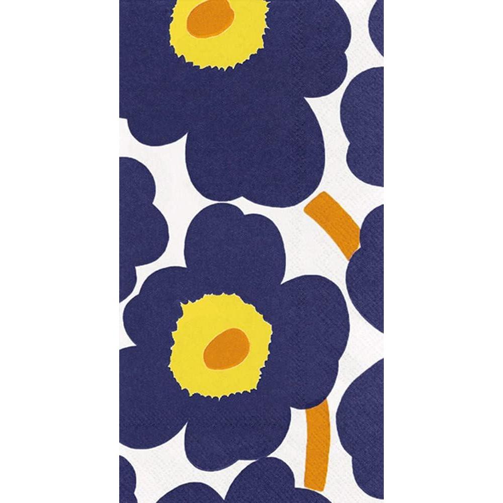 imageIHR Ideal Home Range Dinner Napkins Marimekko Disposable 3Ply Paper Hand Towels 85quot x 45quot Unikko Dark Blue 16CountUnikko Dark Blue