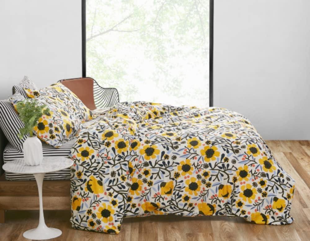 imageMarimekko Queen Duvet Cover Set Cotton Percale Bedding with Matching Shams All Season Home Decor Mykero Multicolor Queen