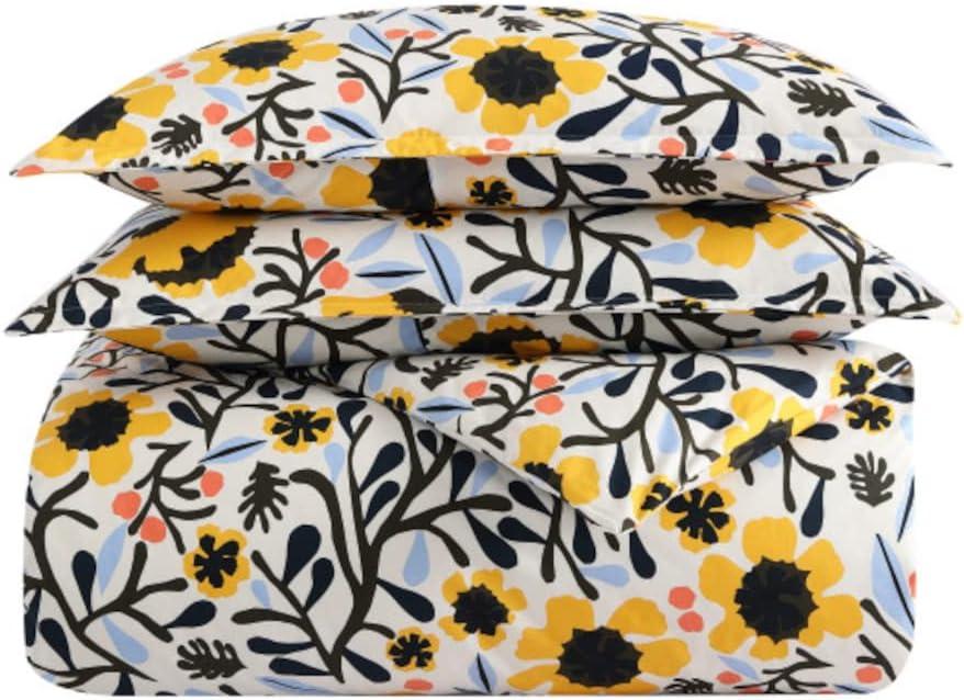 imageMarimekko Queen Duvet Cover Set Cotton Percale Bedding with Matching Shams All Season Home Decor Mykero Multicolor Queen