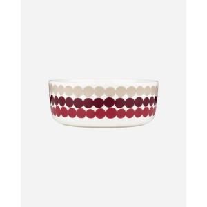 MARIMEKKO Oiva Räsymatto Bowls for Kitchen (Beige and Dark Red) – Iconic Stoneware to Refine Your Décor – Elevate Your Dining Experience with This Stylish Cereal Bowl (1.5 L)