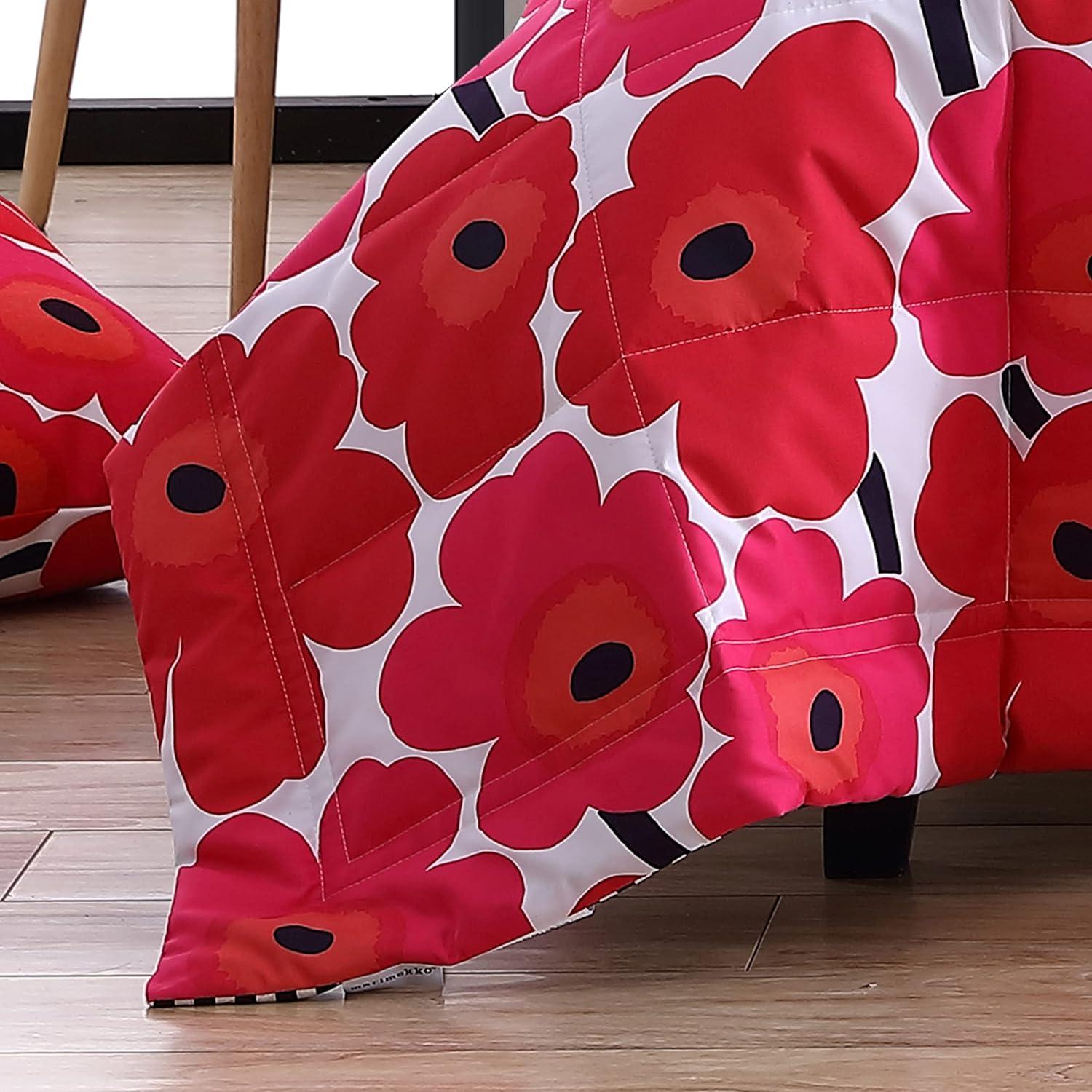image:imageMarimekko Blanket Cozy Reversible Bedding Lightweight Home Decor for All Seasons Queen Pieni Unikko Red