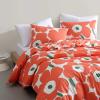 Marimekko – Queen Duvet Cover Set, Super Soft Organic Bedding, Casual Home Decor (Vesi Unikko Yellow, Queen)(Unikko Orange)