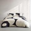 Marimekko – Queen Duvet Cover Set, Super Soft Organic Bedding, Casual Home Decor (Vesi Unikko Yellow, Queen)(Iso Unikko Charcoal)