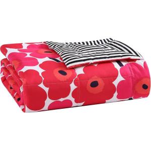 Marimekko | Pieni Unikko Collection | Blanket-Ultra Soft Brushed Microfiber, Reversible & Lightweight, Oeko-Tex Certified, Throw, Red