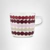 MARIMEKKO Oiva Räsymatto Coffee Mug – Refine Your Kitchen Décor with Our Iconic Stoneware – Stylish Porcelain Coffee Cups to Elevate Your Drinking Experience (6 oz)(Beige/Dark Red)