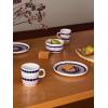 MARIMEKKO Oiva Räsymatto Coffee Mug – Refine Your Kitchen Décor with Our Iconic Stoneware – Stylish Porcelain Coffee Cups to Elevate Your Drinking Experience (6 oz)(Beige/Green)