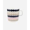 MARIMEKKO Oiva Räsymatto Coffee Mug – Refine Your Kitchen Décor with Our Iconic Stoneware – Stylish Porcelain Coffee Cups to Elevate Your Drinking Experience (6 oz)(Beige/Pink)