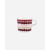 MARIMEKKO Oiva Räsymatto Coffee Mug – Refine Your Kitchen Décor with Our Iconic Stoneware – Stylish Porcelain Coffee Cups to Elevate Your Drinking Experience (6 oz)(Beige/Dark Red)