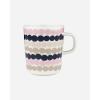 MARIMEKKO Oiva Räsymatto Coffee Mug – Refine Your Kitchen Décor with Our Iconic Stoneware – Stylish Porcelain Coffee Cups to Elevate Your Drinking Experience (6 oz)(Beige/Pink)