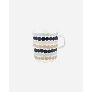 MARIMEKKO Oiva Räsymatto Coffee Mug – Refine Your Kitchen Décor with Our Iconic Stoneware – Stylish Porcelain Coffee Cups to Elevate Your Drinking Experience (6 oz)(Beige/Green)