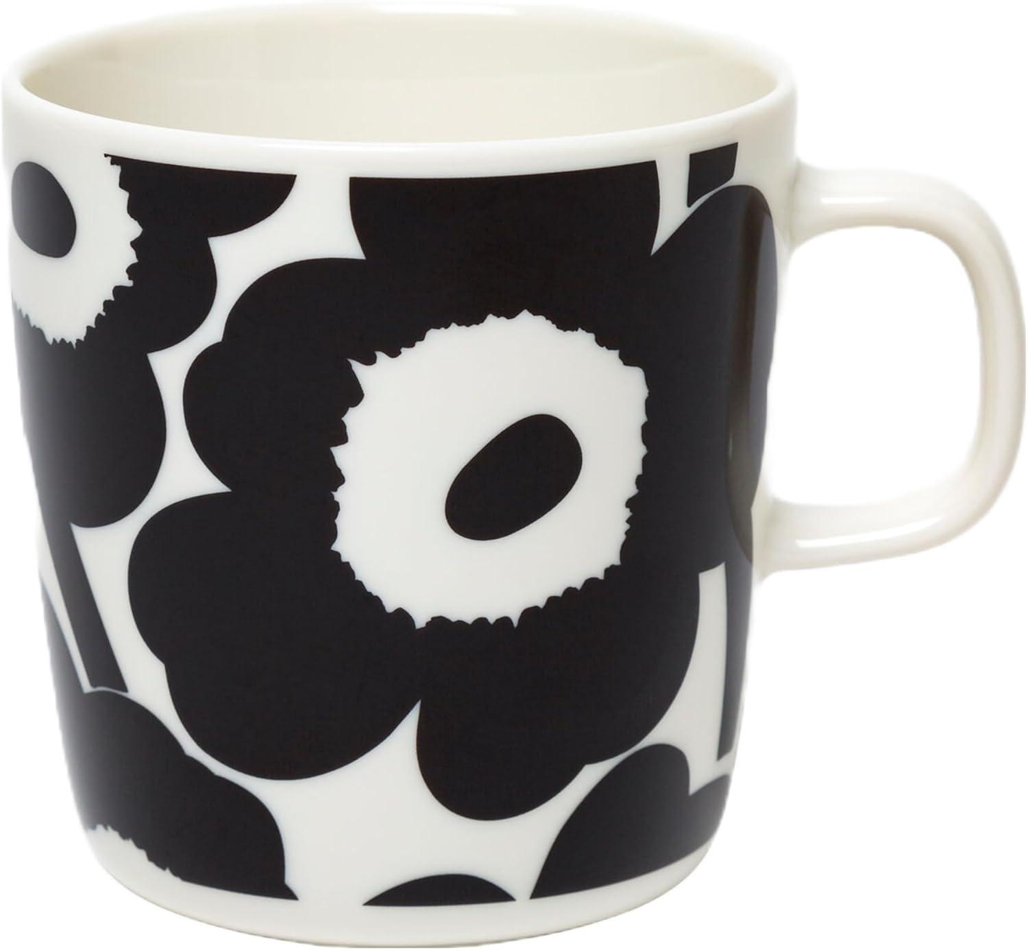 image:imageMARIMEKKO Unikko Oiva Stoneware Coffee Cup Set of 2 Refine Your Kitchen Dcor with Our Iconic Black amp White Stoneware Stylish Floral Coffee Cups to Elevate Your Drinking Experience 7ozUnikko Black