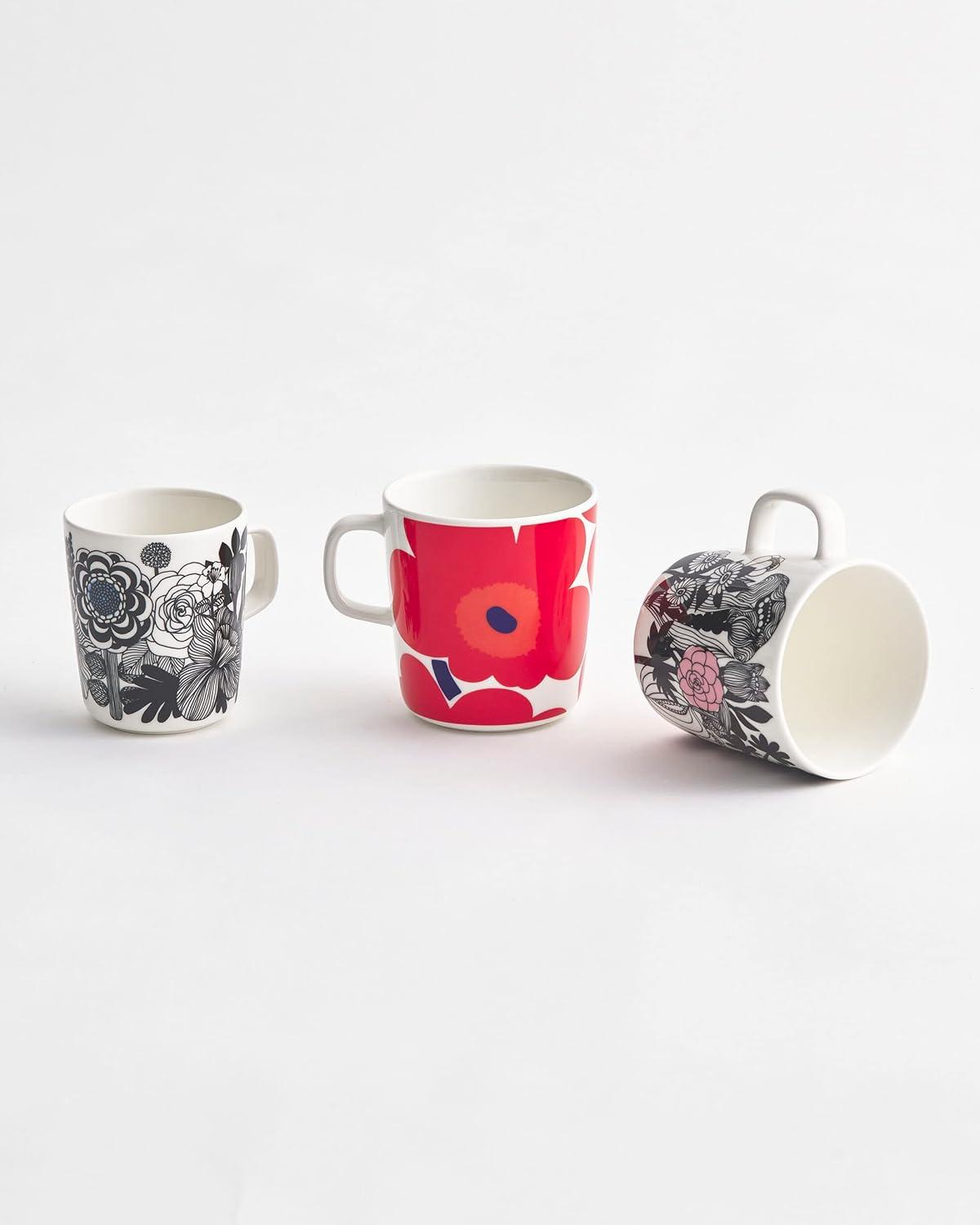 image:imageMARIMEKKO Unikko Oiva Stoneware Coffee Cup Set of 2 Refine Your Kitchen Dcor with Our Iconic Black amp White Stoneware Stylish Floral Coffee Cups to Elevate Your Drinking Experience 7ozUnikko Red