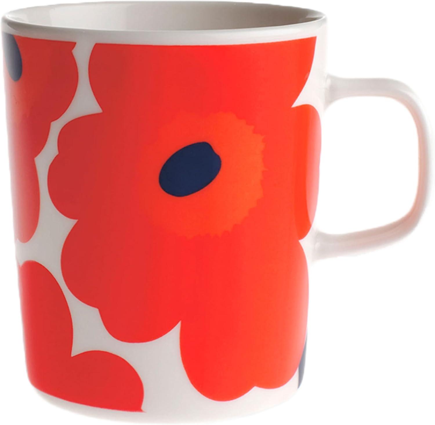 image:imageMARIMEKKO Unikko Oiva Stoneware Coffee Cup Set of 2 Refine Your Kitchen Dcor with Our Iconic Black amp White Stoneware Stylish Floral Coffee Cups to Elevate Your Drinking Experience 7ozUnikko Red