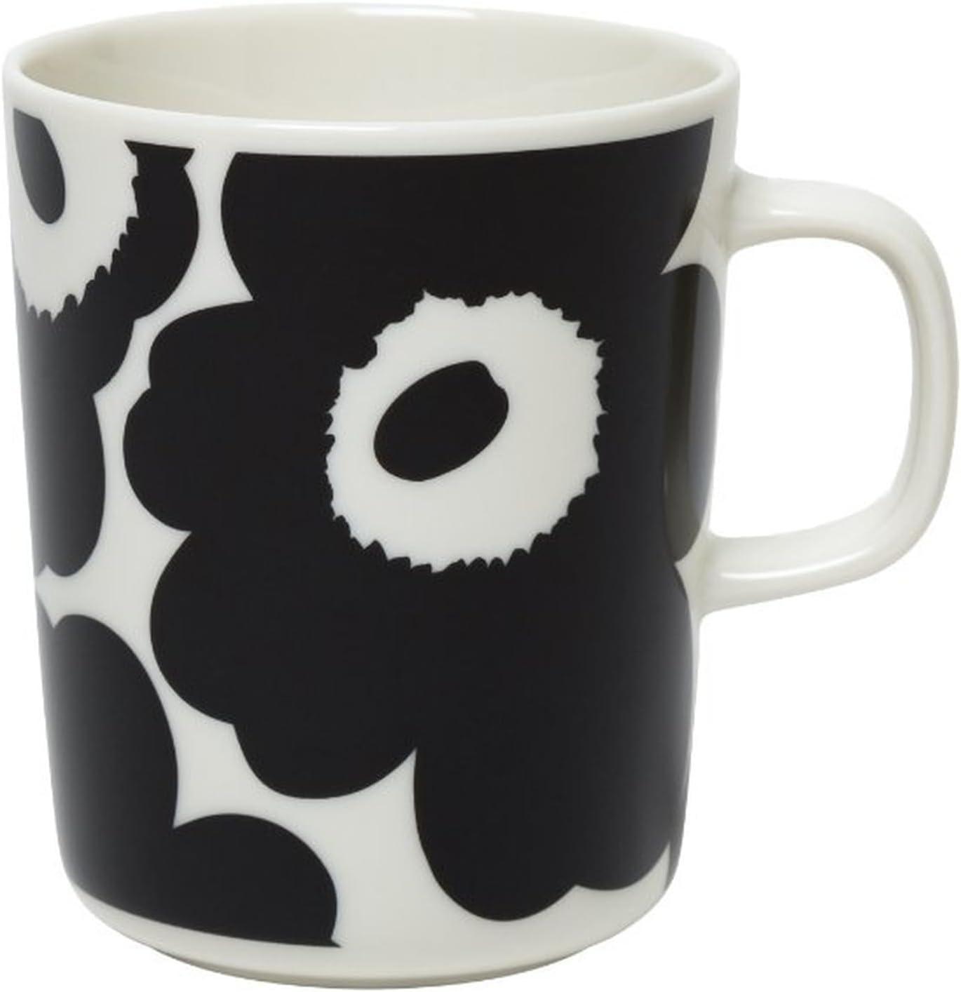 image:imageMARIMEKKO Unikko Oiva Stoneware Coffee Cup Set of 2 Refine Your Kitchen Dcor with Our Iconic Black amp White Stoneware Stylish Floral Coffee Cups to Elevate Your Drinking Experience 7ozUnikko Black