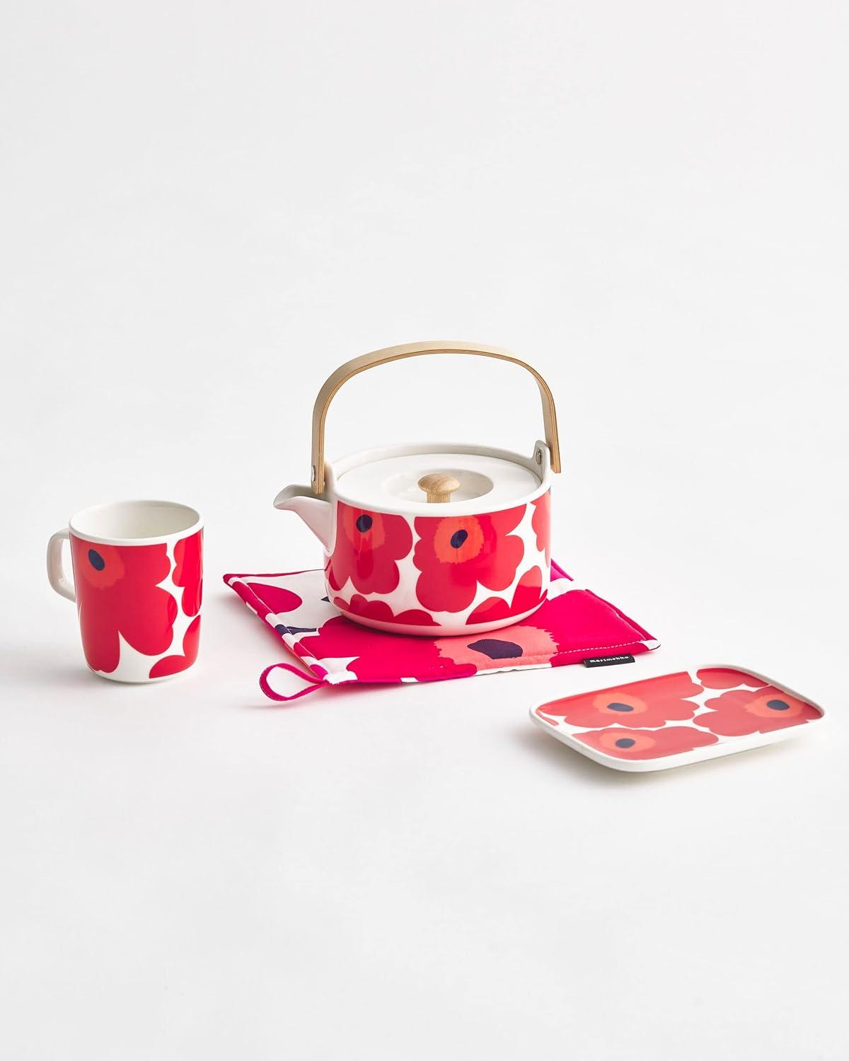 image:imageMARIMEKKO Unikko Oiva Stoneware Coffee Cup Set of 2 Refine Your Kitchen Dcor with Our Iconic Black amp White Stoneware Stylish Floral Coffee Cups to Elevate Your Drinking Experience 7ozUnikko Red