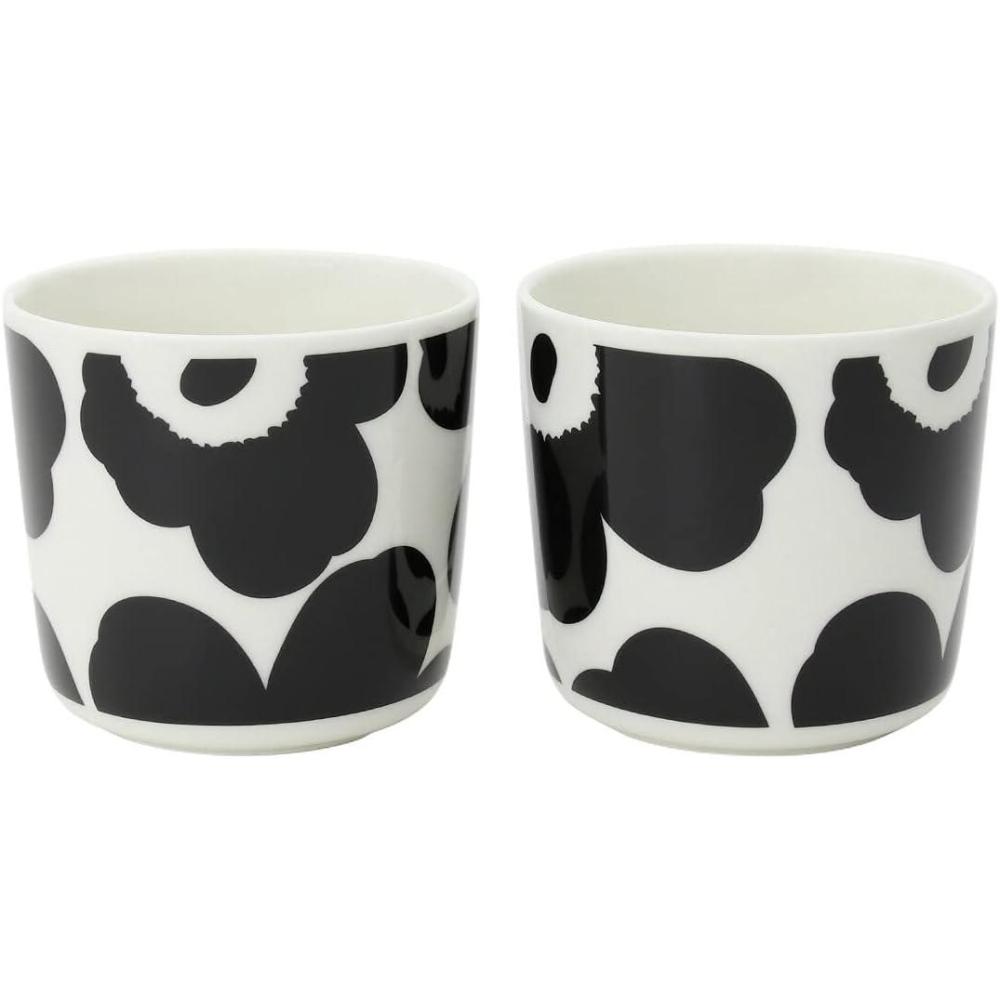 image:imageMARIMEKKO Unikko Oiva Stoneware Coffee Cup Set of 2 Refine Your Kitchen Dcor with Our Iconic Black amp White Stoneware Stylish Floral Coffee Cups to Elevate Your Drinking Experience 7ozUnikko Black