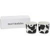 MARIMEKKO Unikko Oiva Stoneware Coffee Cup Set of 2 — Refine Your Kitchen Décor with Our Iconic Black & White Stoneware — Stylish Floral Coffee Cups to Elevate Your Drinking Experience (7oz)(Unikko Black)