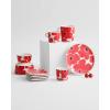 MARIMEKKO Unikko Oiva Stoneware Coffee Cup Set of 2 — Refine Your Kitchen Décor with Our Iconic Black & White Stoneware — Stylish Floral Coffee Cups to Elevate Your Drinking Experience (7oz)(Unikko Red)