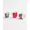 MARIMEKKO Unikko Oiva Stoneware Coffee Cup Set of 2 — Refine Your Kitchen Décor with Our Iconic Black & White Stoneware — Stylish Floral Coffee Cups to Elevate Your Drinking Experience (7oz)(Red)