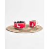 MARIMEKKO Unikko Oiva Stoneware Coffee Cup Set of 2 — Refine Your Kitchen Décor with Our Iconic Black & White Stoneware — Stylish Floral Coffee Cups to Elevate Your Drinking Experience (7oz)(Unikko Red)
