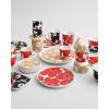 MARIMEKKO Unikko Oiva Stoneware Coffee Cup Set of 2 — Refine Your Kitchen Décor with Our Iconic Black & White Stoneware — Stylish Floral Coffee Cups to Elevate Your Drinking Experience (7oz)(Red)